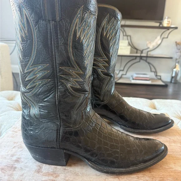 Handmade Lee Willard Bias Cut Alligator Men’s 11.5 signed & dated Aug. 82 Boots - Picture 2 of 5